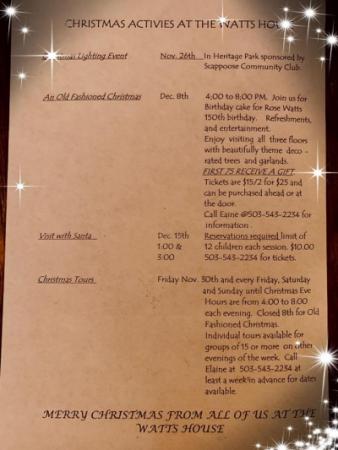 Watts House schedule