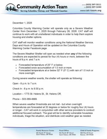 2025-2026 Warming Center Information