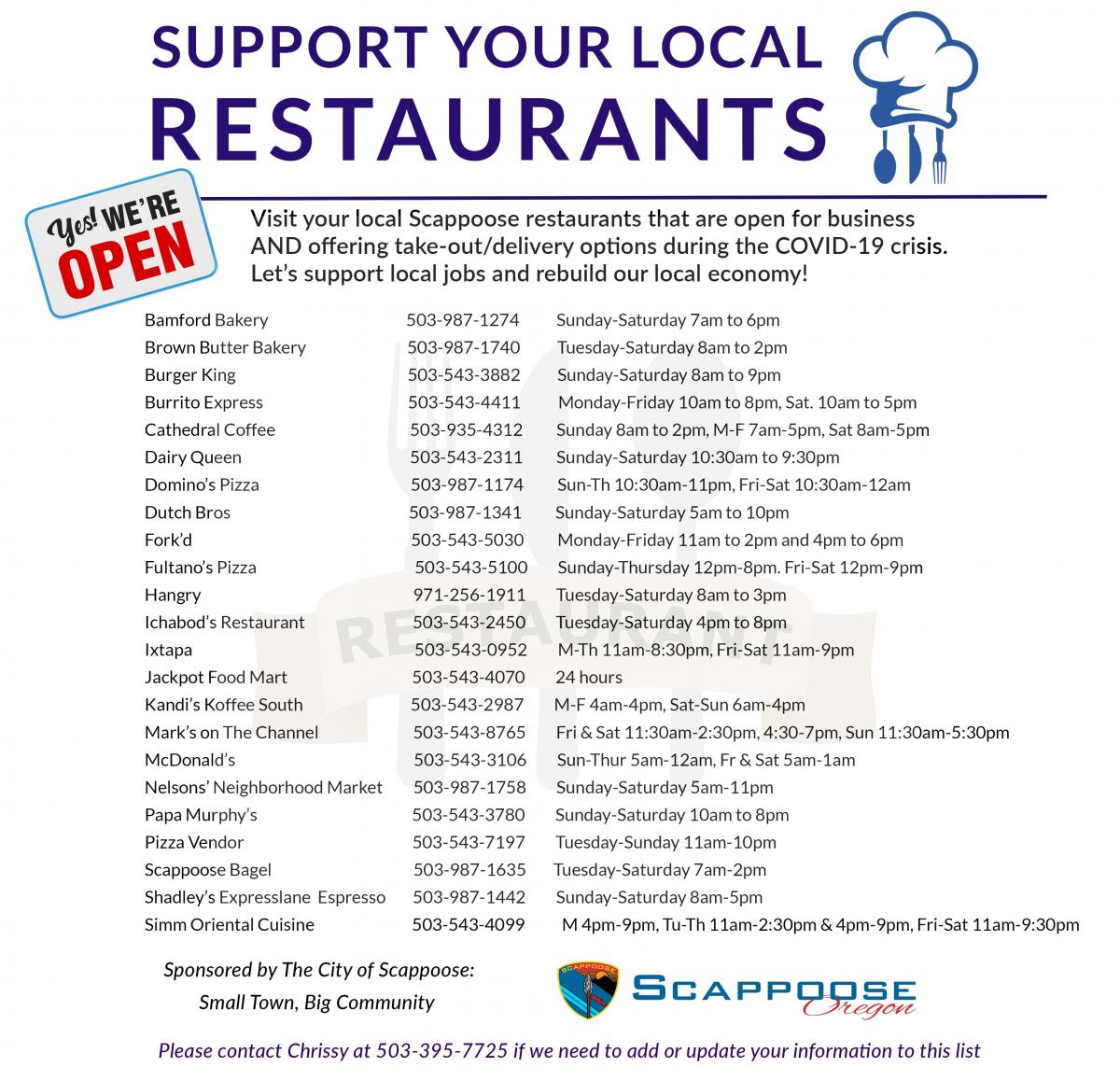 Local Restaurants Open During COVID-19